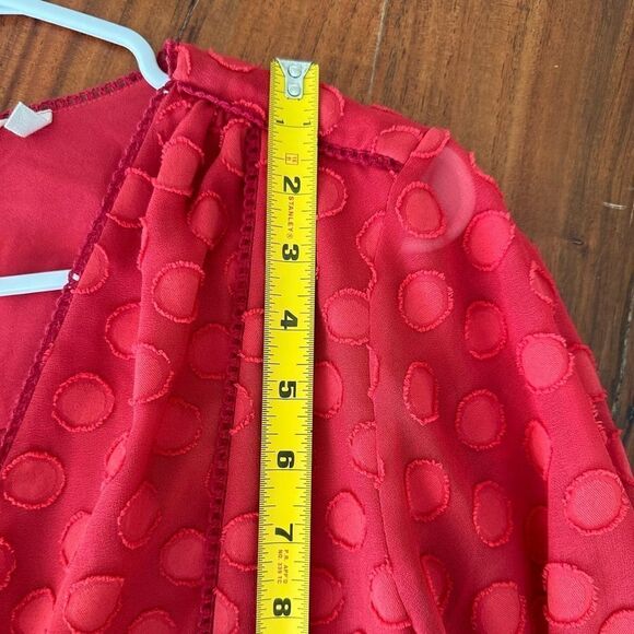 Soft Surroundings Besito Blouse red polka dot bell sleeve sz M - Picture 8 of 15